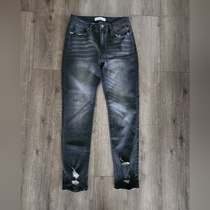 KanCan Black Jean High Rise Ankle Skinny Distressed Women's Size 9/28 Denim